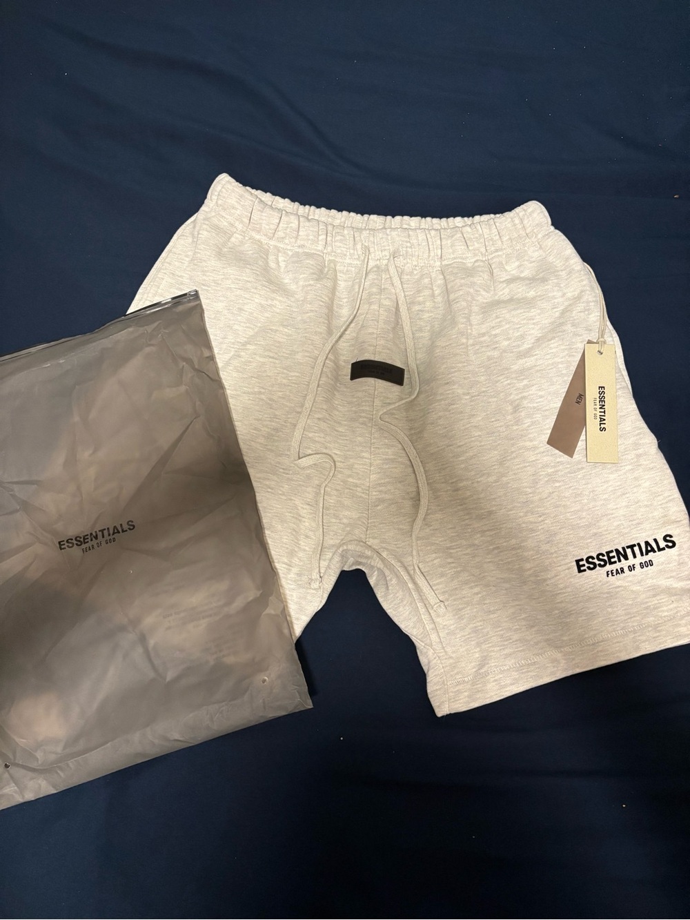 ESSENTIALS Fear of God Light Gray Logo Sweat Shorts